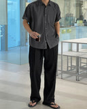 Wrinkle One-Tuck Semi-Wide Banding Slacks