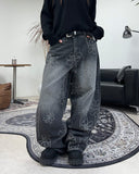 Luton Drawing Flower Denim Pants