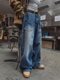Reverse line wide denim pants
