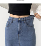 Summer Tencel Cooling Back Slit Span H-Line Denim Skirt