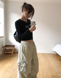 Faded Dyeing Washed Multi Cargo Pants