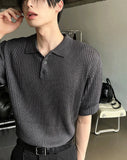 Millet Button Collar Short Sleeve Knit