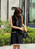 Jenny Color Matching Sailor Collar Knit Mini One Piece