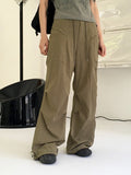 Carburn incision pocket key ring pintuck shirring two-way long wide jogger pants
