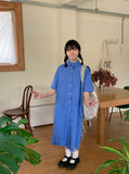Birki Color Short Sleeve Shirt Long One Piece