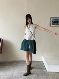 Leeum pleated shirring string sleeveless blouse