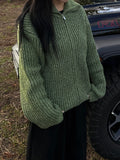 Central Rope High-Neck Knit Zip-Up
