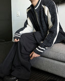 Color Matching Knit Varsity Zip-Up