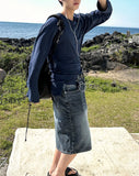 Wide bermuda denim