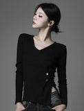 Flynn V-neck button knit