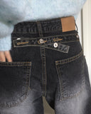 Semb Back Adjust Button Washing Denim Pants