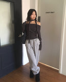 [Brushed Lining] Chels Frill Tiered Layered Jogger Training Pants