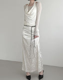 Cowl Neck Draped Layered Halter Top