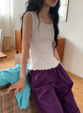 Uta Wavy Flower Punching Layered Sleeveless