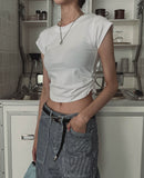 Lucy Shirring Spandex Cap Short Sleeve