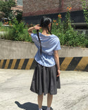Tapee stripe ribbon strap pocket shirt