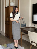 Julien color matching collar pearl sleeve knit