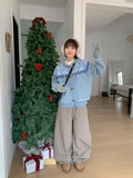 Anati corduroy color matching wide pants