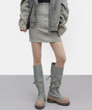 Banon Ribbed Zipper Skirt
