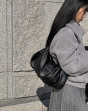 Fluffy padded buckle shoulder bag