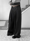 Belt set snap wide pintuck slacks