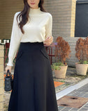 Roti Wool Pocket Slit Flare Skirt