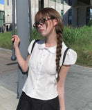 Eva Summer Cap Sleeve Lace Collar Blouse