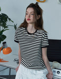 Stripe CROP Ringer Tee