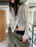 [U-BASIC] Sijeu See-Through Summer Knit Cardigan