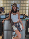 Fake button ribbed cap sleeveless (with cup)