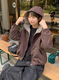 Berndi Check Crop Hood Windbreaker Zip-Up Jumper