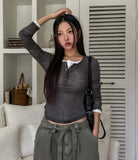 Noi See-Through RIb Slim Long Sleeve