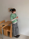 Tonbo Banding Check Frill Tiered Long Skirt