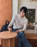 Furnon Ribbed Half-Zip Muscle Long Sleeve Tee