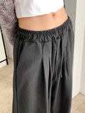 Clip string banding pin tuck long wide slacks