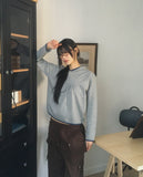 Peo Dot Color Matching Shirring Hood T-Shirt