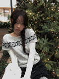Ulba Snowflake Nordic Short Sleeve Knit