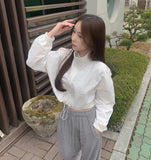 High-Neck String Crop Windbreaker