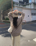 Glyn Wool Loose Fit V-Neck Raglan Long Knit