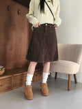 Ronin corduroy cut A-line midi skirt