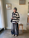 Corelli Button Stripe Hood Knit