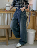 Lock Adjust Button Balloon Denim Pants
