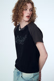 Ribbon Tail Crop Raglan Short Sleeve Tee