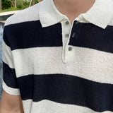 Boucle stripe collar knit