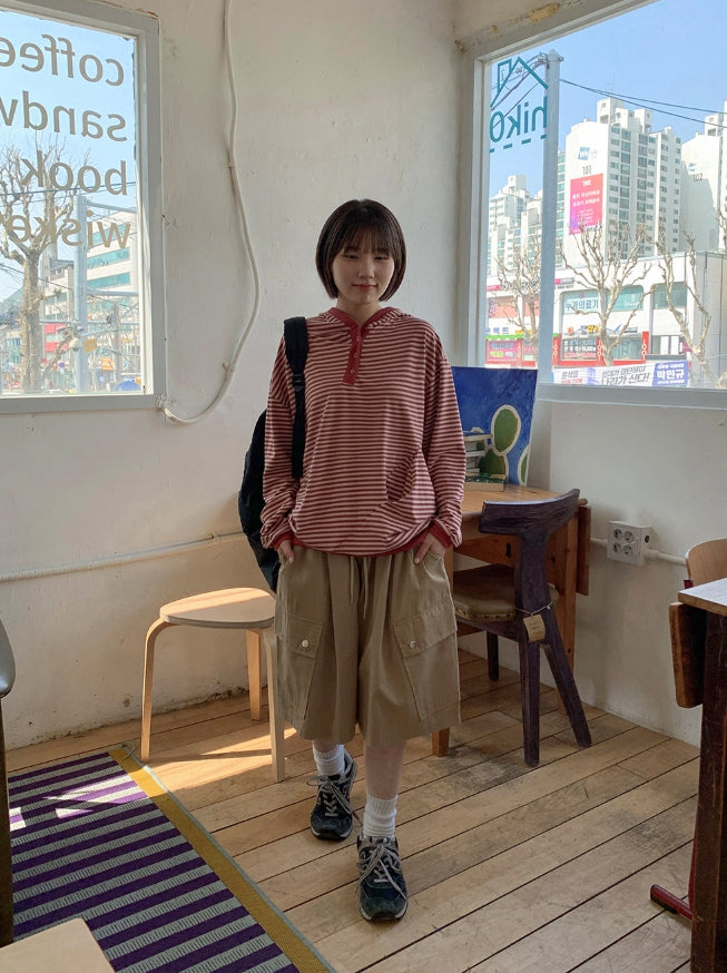 【BAON】Tumyu Banding Bermuda Cargo Pants BAON (バオン) - トゥミューバンディングバミューダカーゴパンツ