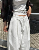 Nunt pintuck stitch wide cotton pants