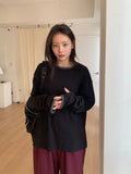 [unisex] Huked Color Matching Waffle Warmer Over Long Sleeve Tee