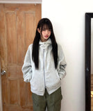 [Brushed Lining] Lao Fleece Two-Way Crop Adjust Hood Zip-Up