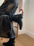 Grason suede gathered leather belted boots