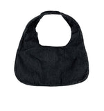 incision round denim shoulder bag
